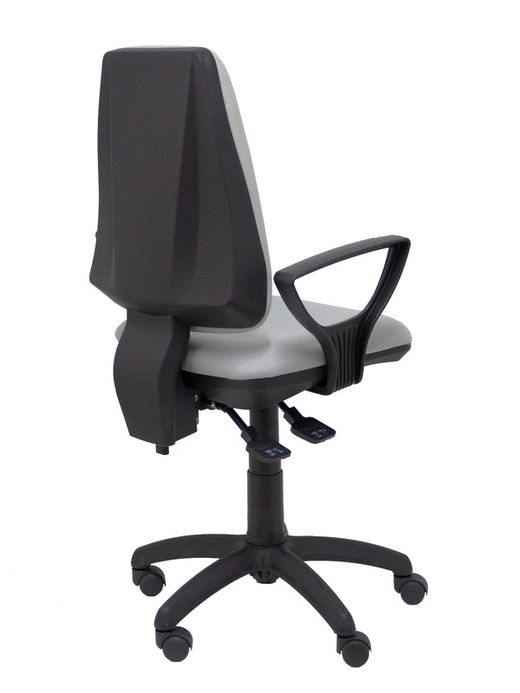 Modelo Elche S - Silla de oficina ergonómica con mecanismo sincro, regulable en altura y ruedas de nailon - Asiento y respaldo tapizados en tejido BALI color gris (BRAZOS FIJOS INCLUIDOS)