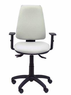 Modelo Elche S - Silla de oficina ergonómica con mecanismo sincro, regulable en altura y ruedas de nailon - Asiento y respaldo tapizados en tejido BALI color gris (BRAZOS REGULABLES EN ALTURA)