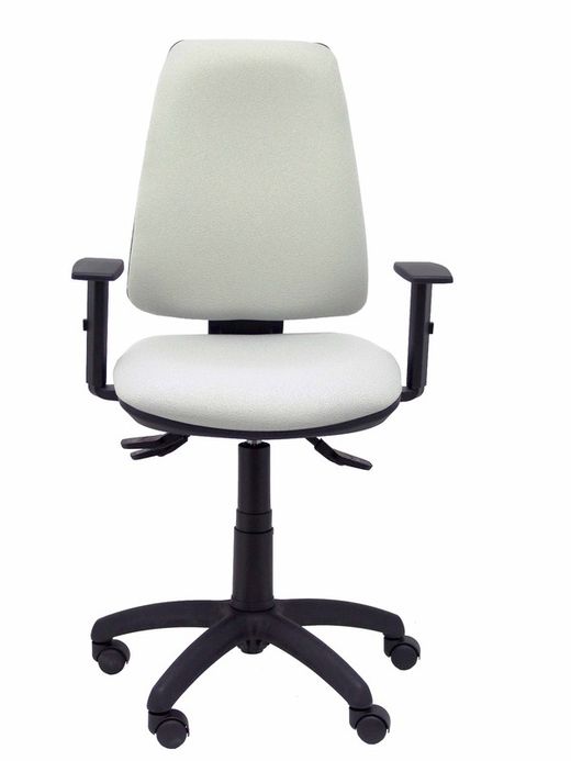 Modelo Elche S - Silla de oficina ergonómica con mecanismo sincro, regulable en altura y ruedas de nailon - Asiento y respaldo tapizados en tejido BALI color gris (BRAZOS REGULABLES EN ALTURA)