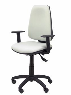 Modelo Elche S - Silla de oficina ergonómica con mecanismo sincro, regulable en altura y ruedas de nailon - Asiento y respaldo tapizados en tejido BALI color gris (BRAZOS REGULABLES EN ALTURA)