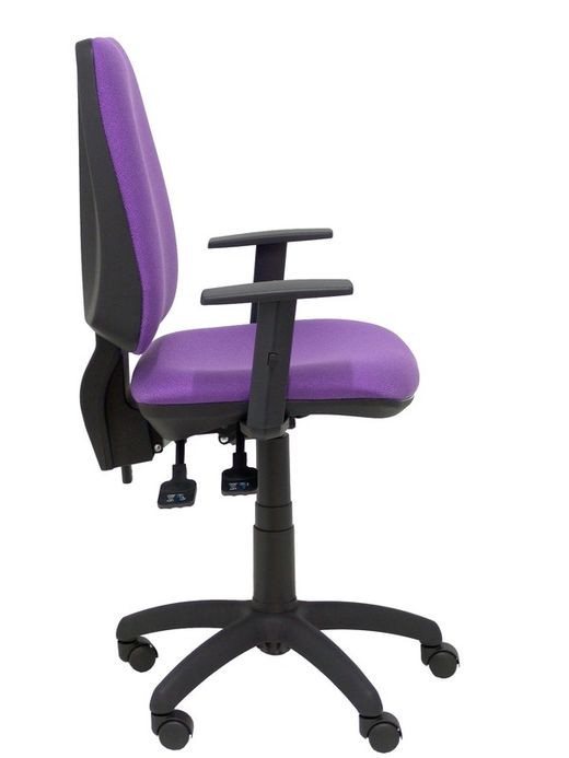 Modelo Elche S - Silla de oficina ergonómica con mecanismo sincro, regulable en altura y ruedas de nailon - Asiento y respaldo tapizados en tejido BALI color lila (BRAZOS REGULABLES EN ALTURA)