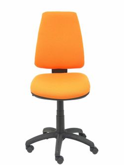 Modelo Elche S - Silla de oficina ergonómica con mecanismo sincro, regulable en altura y ruedas de nailon - Asiento y respaldo tapizados en tejido BALI color naranja
