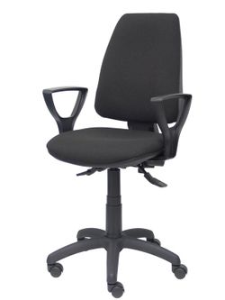 Modelo Elche S - Silla de oficina ergonómica con mecanismo sincro, regulable en altura y ruedas de nailon - Asiento y respaldo tapizados en tejido BALI color negro (BRAZOS FIJOS INCLUIDOS)