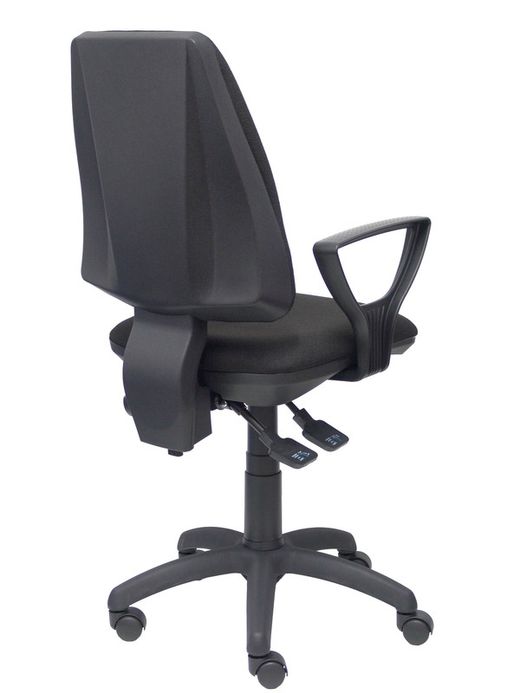 Modelo Elche S - Silla de oficina ergonómica con mecanismo sincro, regulable en altura y ruedas de nailon - Asiento y respaldo tapizados en tejido BALI color negro (BRAZOS FIJOS INCLUIDOS)