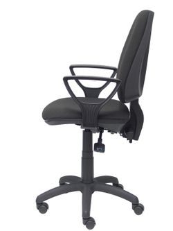 Modelo Elche S - Silla de oficina ergonómica con mecanismo sincro, regulable en altura y ruedas de nailon - Asiento y respaldo tapizados en tejido BALI color negro (BRAZOS FIJOS INCLUIDOS)