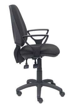 Modelo Elche S - Silla de oficina ergonómica con mecanismo sincro, regulable en altura y ruedas de nailon - Asiento y respaldo tapizados en tejido BALI color negro (BRAZOS FIJOS INCLUIDOS)