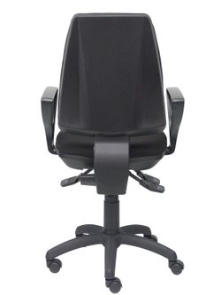 Modelo Elche S - Silla de oficina ergonómica con mecanismo sincro, regulable en altura y ruedas de nailon - Asiento y respaldo tapizados en tejido BALI color negro (BRAZOS FIJOS INCLUIDOS)