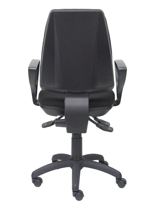 Modelo Elche S - Silla de oficina ergonómica con mecanismo sincro, regulable en altura y ruedas de nailon - Asiento y respaldo tapizados en tejido BALI color negro (BRAZOS FIJOS INCLUIDOS)