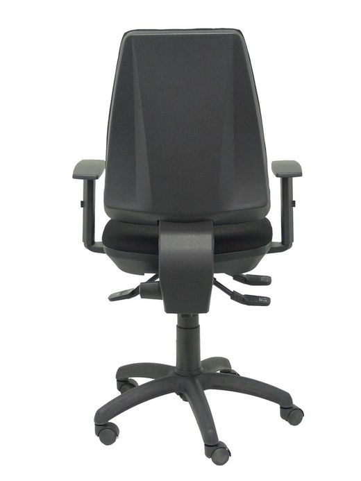 Modelo Elche S - Silla de oficina ergonómica con mecanismo sincro, regulable en altura y ruedas de nailon - Asiento y respaldo tapizados en tejido BALI color negro (BRAZOS REGULABLES EN ALTURA)