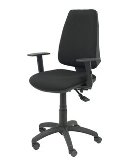 Modelo Elche S - Silla de oficina ergonómica con mecanismo sincro, regulable en altura y ruedas de nailon - Asiento y respaldo tapizados en tejido BALI color negro (BRAZOS REGULABLES EN ALTURA)