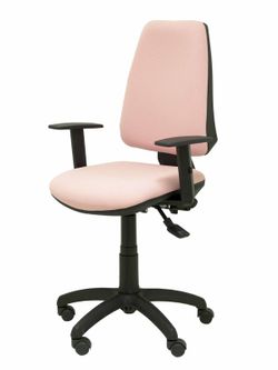 Modelo Elche S - Silla de oficina ergonómica con mecanismo sincro, regulable en altura y ruedas de nailon - Asiento y respaldo tapizados en tejido BALI color rosa (BRAZOS REGULABLES EN ALTURA)