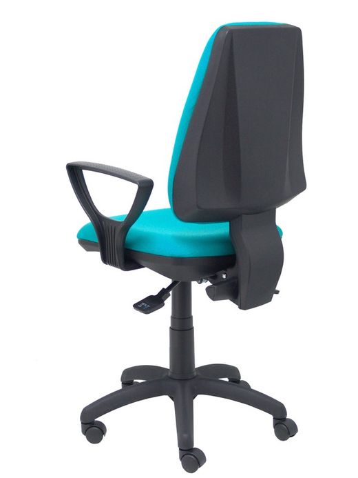 Modelo Elche S - Silla de oficina ergonómica con mecanismo sincro, regulable en altura y ruedas de nailon - Asiento y respaldo tapizados en tejido BALI color turquesa (BRAZOS FIJOS INCLUIDOS)