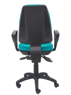 Modelo Elche S - Silla de oficina ergonómica con mecanismo sincro, regulable en altura y ruedas de nailon - Asiento y respaldo tapizados en tejido BALI color turquesa (BRAZOS FIJOS INCLUIDOS)