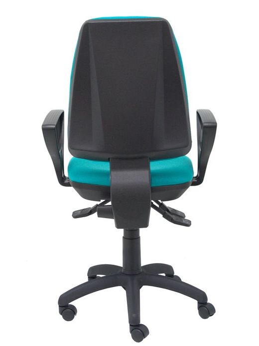 Modelo Elche S - Silla de oficina ergonómica con mecanismo sincro, regulable en altura y ruedas de nailon - Asiento y respaldo tapizados en tejido BALI color turquesa (BRAZOS FIJOS INCLUIDOS)