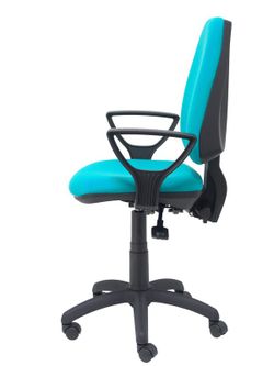 Modelo Elche S - Silla de oficina ergonómica con mecanismo sincro, regulable en altura y ruedas de nailon - Asiento y respaldo tapizados en tejido BALI color turquesa (BRAZOS FIJOS INCLUIDOS)