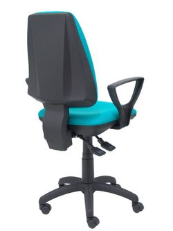 Modelo Elche S - Silla de oficina ergonómica con mecanismo sincro, regulable en altura y ruedas de nailon - Asiento y respaldo tapizados en tejido BALI color turquesa (BRAZOS FIJOS INCLUIDOS)