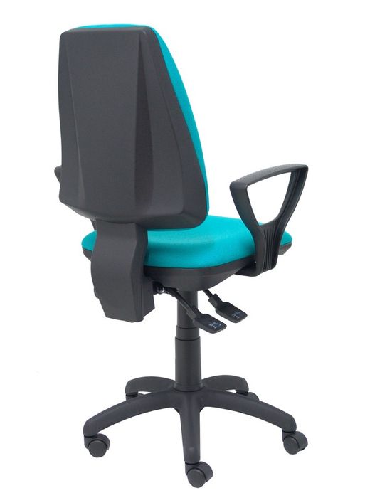 Modelo Elche S - Silla de oficina ergonómica con mecanismo sincro, regulable en altura y ruedas de nailon - Asiento y respaldo tapizados en tejido BALI color turquesa (BRAZOS FIJOS INCLUIDOS)