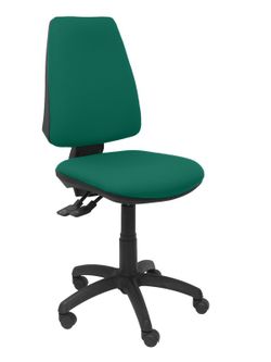 Modelo Elche S - Silla de oficina ergonómica con mecanismo sincro, regulable en altura y ruedas de nailon - Asiento y respaldo tapizados en tejido BALI color verde esmeralda