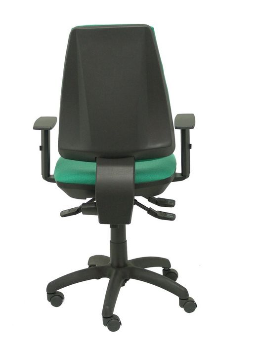 Modelo Elche S - Silla de oficina ergonómica con mecanismo sincro, regulable en altura y ruedas de nailon - Asiento y respaldo tapizados en tejido BALI color verde esmeralda (BRAZOS REGULABLES EN ALTURA)