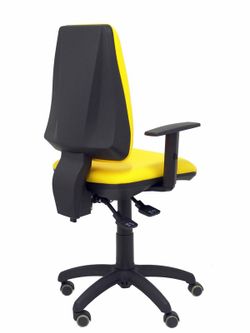 Modelo Elche S - Silla de oficina ergonómica con mecanismo sincro, regulable en altura y ruedas de parqué - Asiento y respaldo tapizados en tejido BALI color amarillo (BRAZOS REGULABLES EN ALTURA)