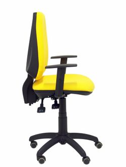 Modelo Elche S - Silla de oficina ergonómica con mecanismo sincro, regulable en altura y ruedas de parqué - Asiento y respaldo tapizados en tejido BALI color amarillo (BRAZOS REGULABLES EN ALTURA)