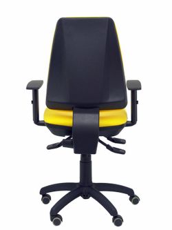 Modelo Elche S - Silla de oficina ergonómica con mecanismo sincro, regulable en altura y ruedas de parqué - Asiento y respaldo tapizados en tejido BALI color amarillo (BRAZOS REGULABLES EN ALTURA)