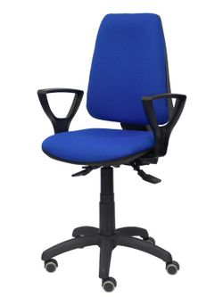 Modelo Elche S - Silla de oficina ergonómica con mecanismo sincro, regulable en altura y ruedas de parqué - Asiento y respaldo tapizados en tejido BALI color azul (BRAZOS FIJOS INCLUIDOS)