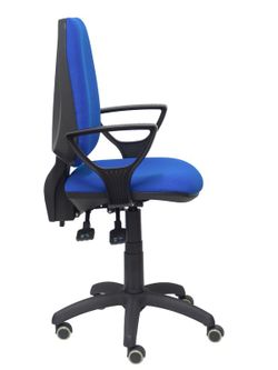 Modelo Elche S - Silla de oficina ergonómica con mecanismo sincro, regulable en altura y ruedas de parqué - Asiento y respaldo tapizados en tejido BALI color azul (BRAZOS FIJOS INCLUIDOS)