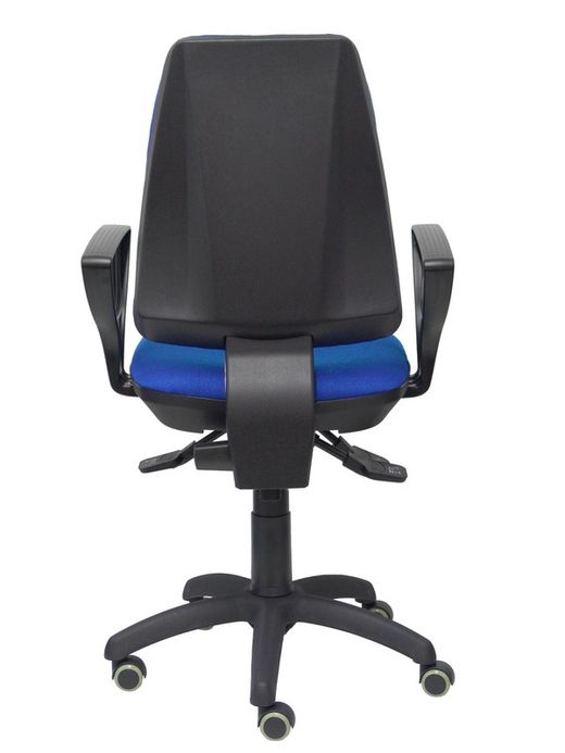 Modelo Elche S - Silla de oficina ergonómica con mecanismo sincro, regulable en altura y ruedas de parqué - Asiento y respaldo tapizados en tejido BALI color azul (BRAZOS FIJOS INCLUIDOS)