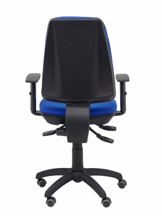 Modelo Elche S - Silla de oficina ergonómica con mecanismo sincro, regulable en altura y ruedas de parqué - Asiento y respaldo tapizados en tejido BALI color azul (BRAZOS REGULABLES EN ALTURA)