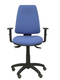 Modelo Elche S - Silla de oficina ergonómica con mecanismo sincro, regulable en altura y ruedas de parqué - Asiento y respaldo tapizados en tejido BALI color azul claro (BRAZOS REGULABLES EN ALTURA)