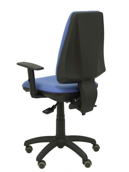 Modelo Elche S - Silla de oficina ergonómica con mecanismo sincro, regulable en altura y ruedas de parqué - Asiento y respaldo tapizados en tejido BALI color azul claro (BRAZOS REGULABLES EN ALTURA)
