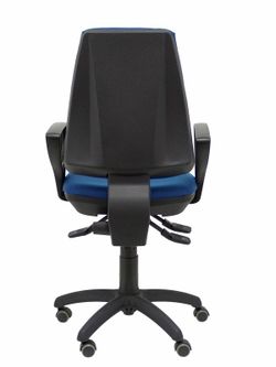 Modelo Elche S - Silla de oficina ergonómica con mecanismo sincro, regulable en altura y ruedas de parqué - Asiento y respaldo tapizados en tejido BALI color azul marino (BRAZOS FIJOS INCLUIDOS)