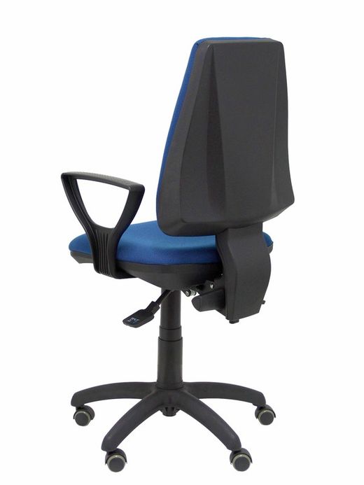 Modelo Elche S - Silla de oficina ergonómica con mecanismo sincro, regulable en altura y ruedas de parqué - Asiento y respaldo tapizados en tejido BALI color azul marino (BRAZOS FIJOS INCLUIDOS)