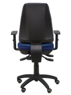 Modelo Elche S - Silla de oficina ergonómica con mecanismo sincro, regulable en altura y ruedas de parqué - Asiento y respaldo tapizados en tejido BALI color azul marino (BRAZOS REGULABLES EN ALTURA)