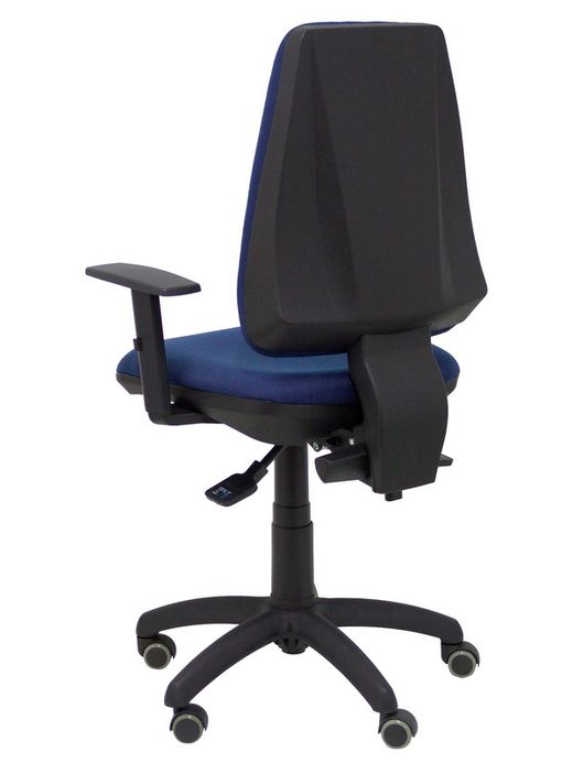 Modelo Elche S - Silla de oficina ergonómica con mecanismo sincro, regulable en altura y ruedas de parqué - Asiento y respaldo tapizados en tejido BALI color azul marino (BRAZOS REGULABLES EN ALTURA)