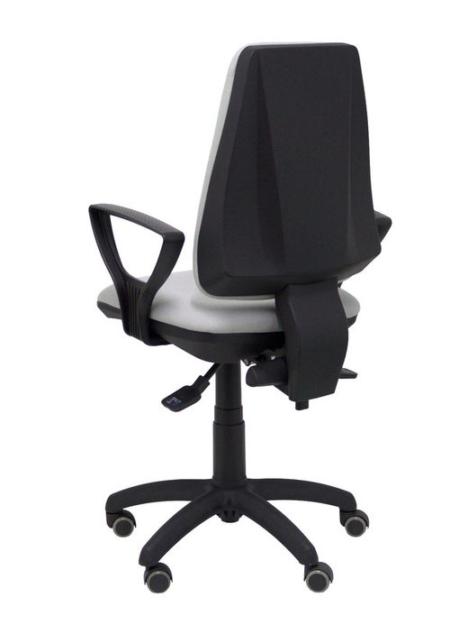 Modelo Elche S - Silla de oficina ergonómica con mecanismo sincro, regulable en altura y ruedas de parqué - Asiento y respaldo tapizados en tejido BALI color gris (BRAZOS FIJOS INCLUIDOS)