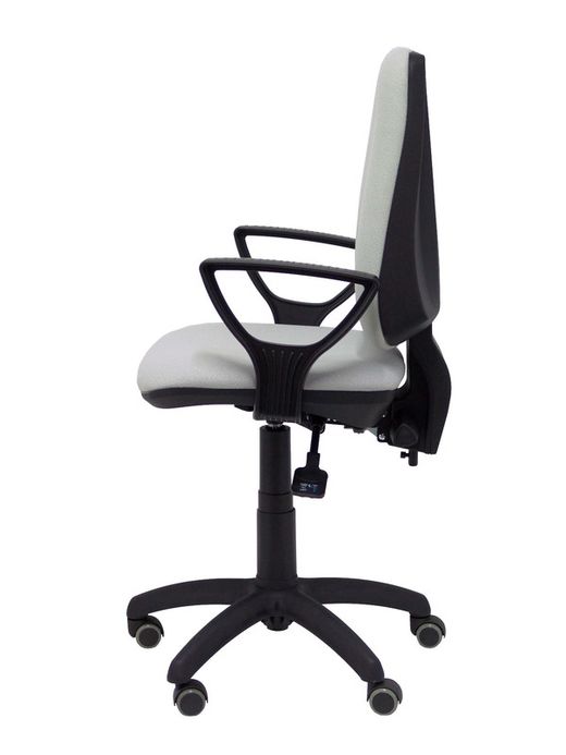 Modelo Elche S - Silla de oficina ergonómica con mecanismo sincro, regulable en altura y ruedas de parqué - Asiento y respaldo tapizados en tejido BALI color gris (BRAZOS FIJOS INCLUIDOS)