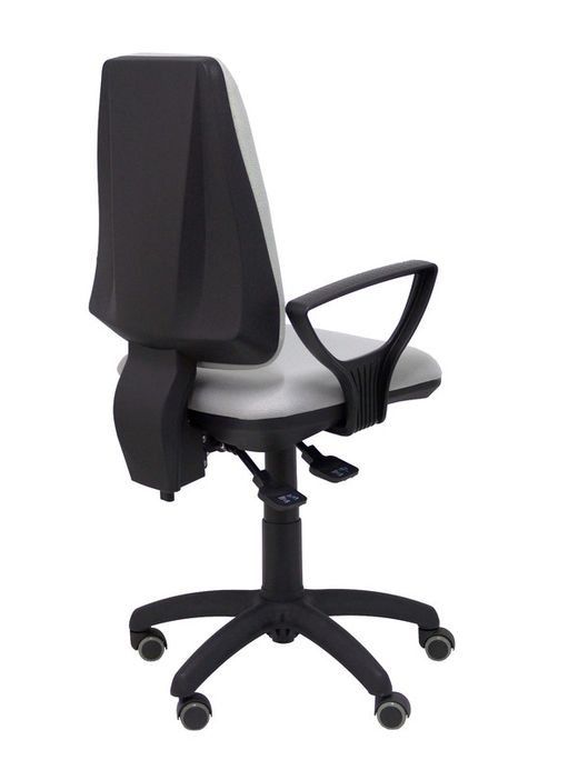Modelo Elche S - Silla de oficina ergonómica con mecanismo sincro, regulable en altura y ruedas de parqué - Asiento y respaldo tapizados en tejido BALI color gris (BRAZOS FIJOS INCLUIDOS)