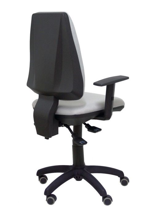 Modelo Elche S - Silla de oficina ergonómica con mecanismo sincro, regulable en altura y ruedas de parqué - Asiento y respaldo tapizados en tejido BALI color gris (BRAZOS REGULABLES EN ALTURA)