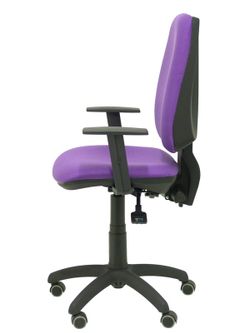 Modelo Elche S - Silla de oficina ergonómica con mecanismo sincro, regulable en altura y ruedas de parqué - Asiento y respaldo tapizados en tejido BALI color lila (BRAZOS REGULABLES EN ALTURA)