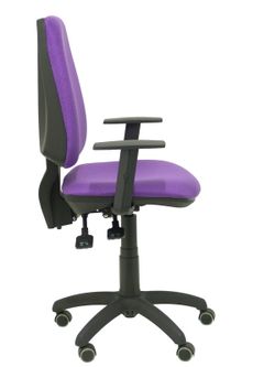 Modelo Elche S - Silla de oficina ergonómica con mecanismo sincro, regulable en altura y ruedas de parqué - Asiento y respaldo tapizados en tejido BALI color lila (BRAZOS REGULABLES EN ALTURA)