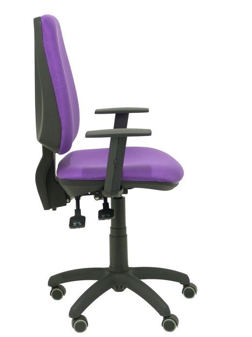 Modelo Elche S - Silla de oficina ergonómica con mecanismo sincro, regulable en altura y ruedas de parqué - Asiento y respaldo tapizados en tejido BALI color lila (BRAZOS REGULABLES EN ALTURA)