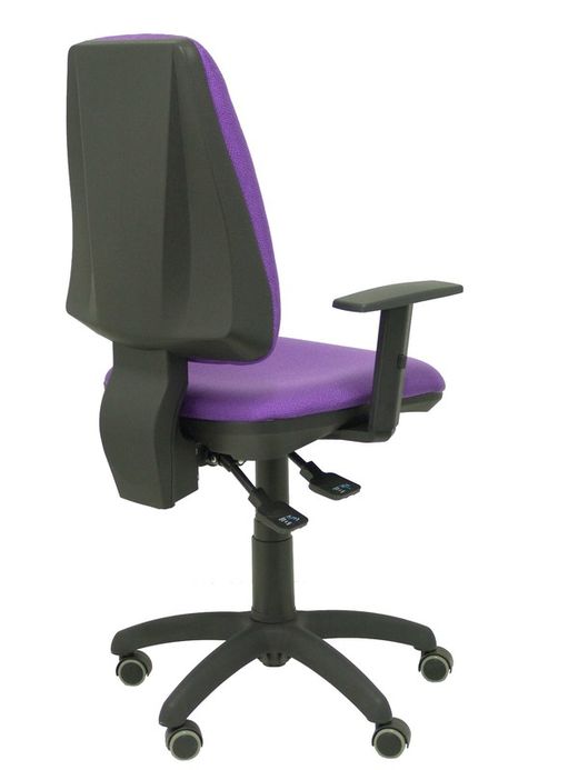 Modelo Elche S - Silla de oficina ergonómica con mecanismo sincro, regulable en altura y ruedas de parqué - Asiento y respaldo tapizados en tejido BALI color lila (BRAZOS REGULABLES EN ALTURA)