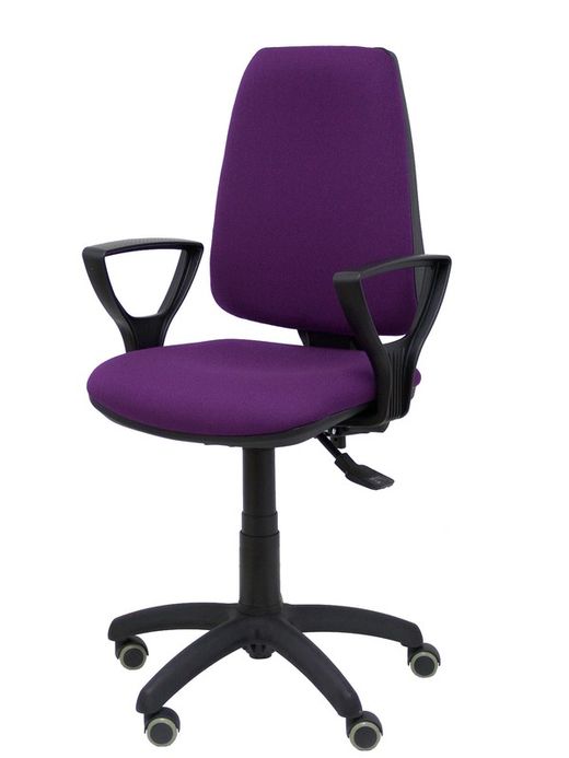 Modelo Elche S - Silla de oficina ergonómica con mecanismo sincro, regulable en altura y ruedas de parqué - Asiento y respaldo tapizados en tejido BALI color morado (BRAZOS FIJOS INCLUIDOS)