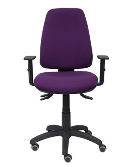 Modelo Elche S - Silla de oficina ergonómica con mecanismo sincro, regulable en altura y ruedas de parqué - Asiento y respaldo tapizados en tejido BALI color morado (BRAZOS REGULABLES EN ALTURA)
