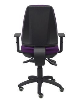 Modelo Elche S - Silla de oficina ergonómica con mecanismo sincro, regulable en altura y ruedas de parqué - Asiento y respaldo tapizados en tejido BALI color morado (BRAZOS REGULABLES EN ALTURA)