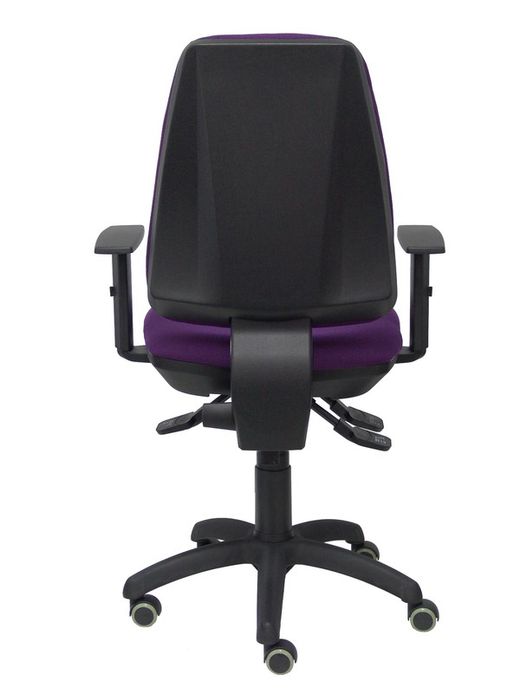 Modelo Elche S - Silla de oficina ergonómica con mecanismo sincro, regulable en altura y ruedas de parqué - Asiento y respaldo tapizados en tejido BALI color morado (BRAZOS REGULABLES EN ALTURA)