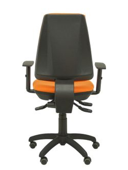 Modelo Elche S - Silla de oficina ergonómica con mecanismo sincro, regulable en altura y ruedas de parqué - Asiento y respaldo tapizados en tejido BALI color naranja (BRAZOS REGULABLES EN ALTURA)