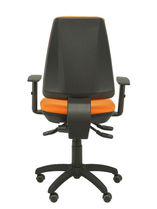 Modelo Elche S - Silla de oficina ergonómica con mecanismo sincro, regulable en altura y ruedas de parqué - Asiento y respaldo tapizados en tejido BALI color naranja (BRAZOS REGULABLES EN ALTURA)